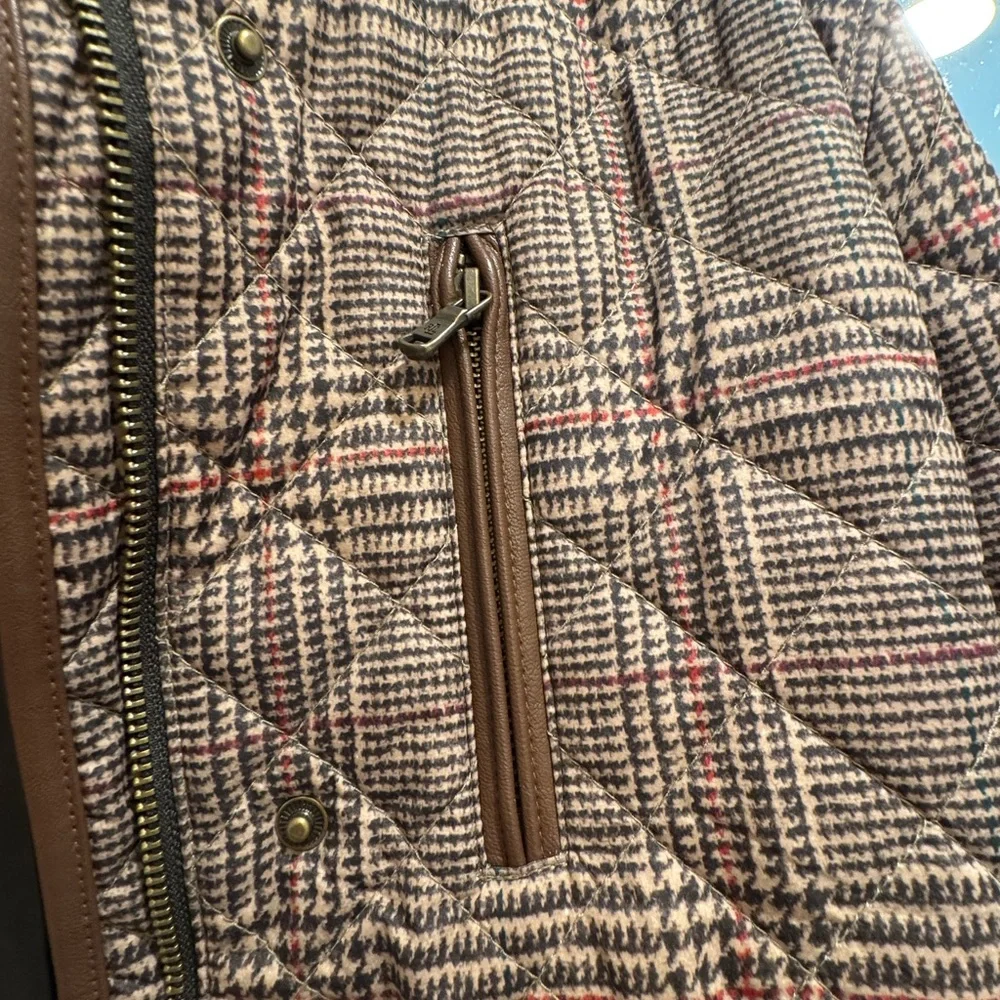 Ralph Lauren Brown Plaid Quilted Hooded Coat - Picture 3 of 6